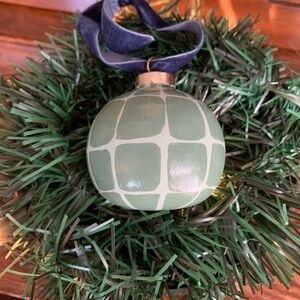 Hand-painted Funky Geometric Ceramic Ornament